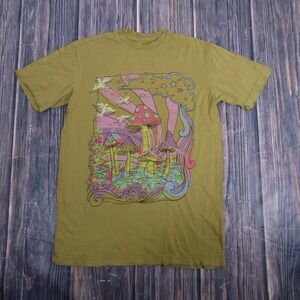 American Highway Shirt Mens XS Green Psychedelic Trippy Mushroom Graphic Tee